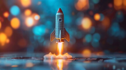 Aufkleber - Toy Rocket Launching Into The Future.