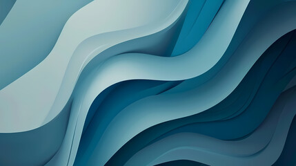 Wall Mural - Abstract wavy blue layers creating a harmonious and fluid pattern, evoking calm and tranquility through soft gradients.