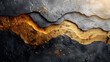 © Ekaterina - A close-up of a textured metallic surface in gold and black The abstract design highlights the rough and smooth areas, creating an intriguing contrast and a visually striking appearance
