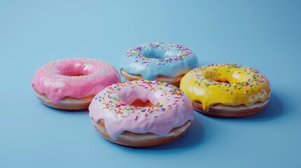 Canvas Print - Classic donuts on a blue backdrop