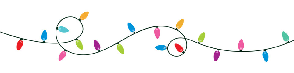 christmas lights isolated on transparent backgound. festive colorful christmas lights string decorat