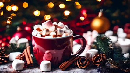 Sticker -  Cozy Christmas  Marshmallowtopped hot cocoa with festive decorations