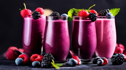 Wall Mural -  Deliciously refreshing fruit smoothies ready to be enjoyed