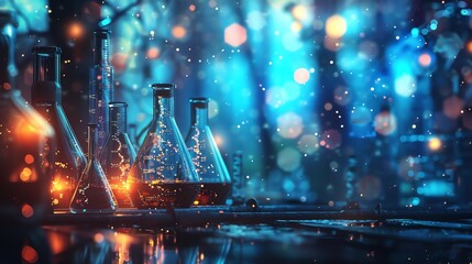 Poster - Beaker, Test Tubes, Chemistry Experiment, Science, Laboratory, Lab, Science Experiment, Research, Chemical, Glassware, Labware.