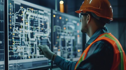 Aufkleber - Engineer, architect, or builder dealing with modern civil equipment