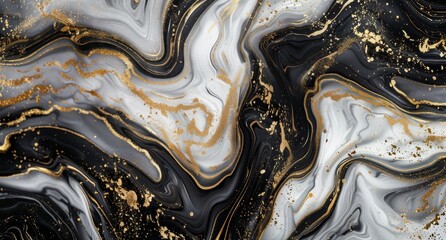 Canvas Print - Gold marble texture with marble ink abstract art from an exquisite oil painting for an abstract background in gold black. Detailed marble slab.