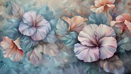 Wall Mural - the renderings of flowers are similar to watercolor art. provides a luxurious look to any design pro