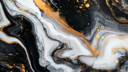 Poster - a luxurious golden black marble texture. stone ink from an exquisite original painting for an abstra