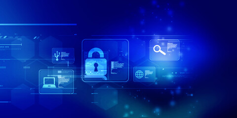2d illustration Safety concept: Closed Padlock on digital background