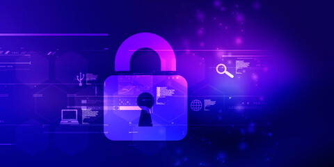 2d illustration Safety concept: Closed Padlock on digital background