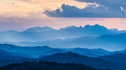 Wall Mural - The sky is blue and the mountains are in the background