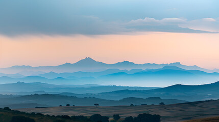 Wall Mural - The sky is blue and the mountains are in the background
