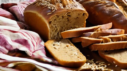 Poster -  Deliciously tempting bread and meat slices ready to be savored