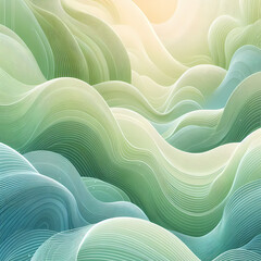 Wall Mural - green tones waves background