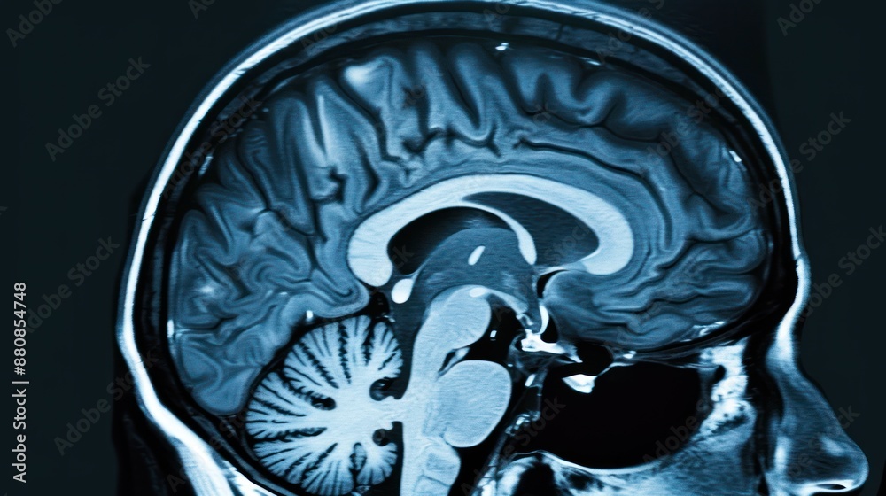 Sagittal Brain MRI Scan: Side View of the Brain Stock Illustration ...
