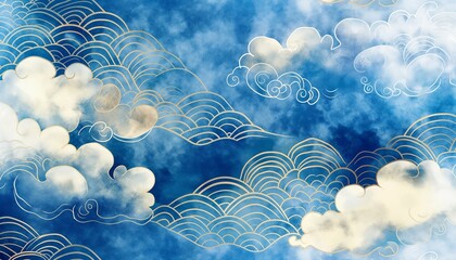 Blue pattern watercolor gradient background