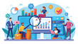 © Elisa - Business People Analyzing Charts and Graphs with Magnifier for Data Analysis and SEO