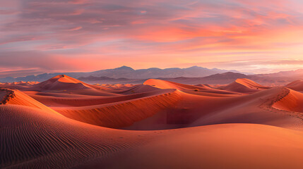 Wall Mural - A desert landscape with a red sun in the sky