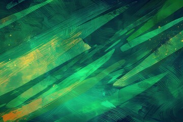 Sticker - Abstract Green and Yellow Stardust Color Palette Background with Dynamic Brush Strokes