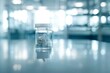 © Dina - jars, test tubes and medical pills - nanomedicine products or medical devices, in the field of healthcare through nanotechnology. Medication research and development.