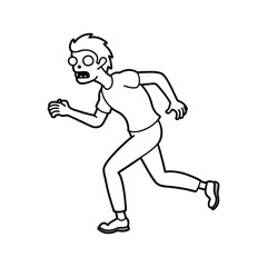 zombie running vector line art