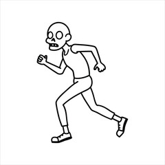 zombie running vector line art