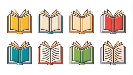 Wall Mural - Book icons set, logo isolated on white background, vector illustration.