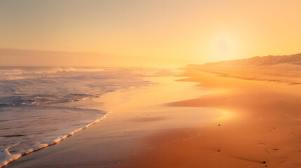 Wall Mural - The beach is empty and the sun is setting