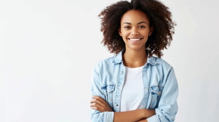 Wall Mural - The woman in denim shirt