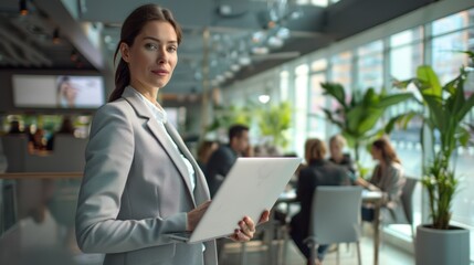 Canvas Print - The professional woman with laptop.