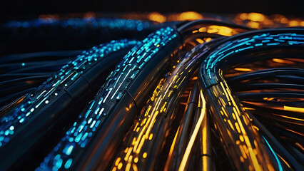 Glowing electric lighting transferring background.