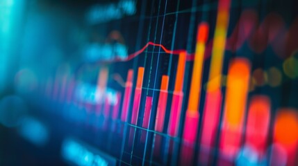 Poster - Close-up of a bar graph with rising columns indicating business success and profits.