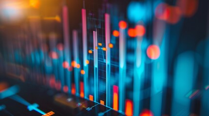 Poster - Close-up of a bar graph with rising columns indicating business success and profits.