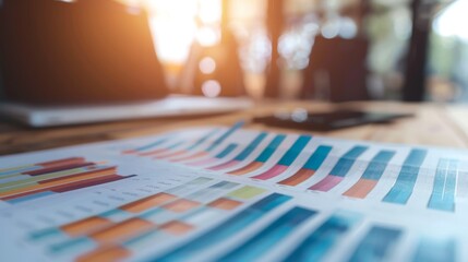 Poster - Close-up of a bar graph with rising columns indicating business success and profits.
