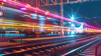 Aufkleber - High-speed trains passing through a railway intersection with barriers down for safety.