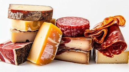 Canvas Print - Assortment of cheese, ham, salami, prosciutto and various types of cheese