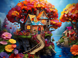 Wall Mural - House on the tree.