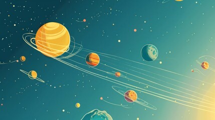 Celestial Dance: A Vibrant Solar System Illustration