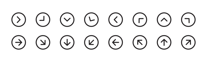 Poster - Arrow icon set in line style, arrow simple black symbol sign for apps, UI, and website, Control button, Navigation arrow, vector illustration