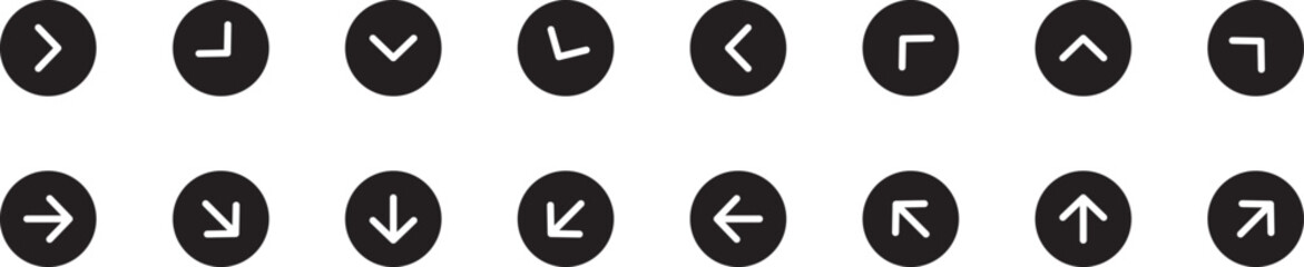 Poster - Arrow icon set, arrow simple black symbol sign for apps, UI, and website, Control button, Navigation arrow, vector illustration