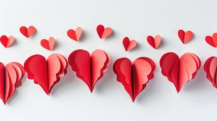 Sticker - Valentine s Day motifs Red paper hearts against a white backdrop