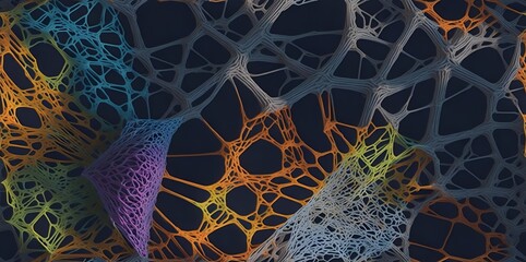 Wall Mural - Intricate Web: A Digital Artwork of Interconnected Structures with Gradient Colors