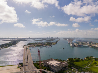 Poster - Aerial Miami with view of Biscayne Bay. Florida, USA. Summer 2024 destination