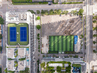 Wall Mural - Aerial photo sports fields Downtown Miami