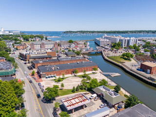 Sticker - Aerial drone photo Salem Harbor, MA, USA