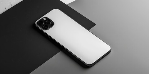 Aufkleber - Minimalist smartphone displayed on a monochromatic background, focusing on the sleek design and innovative features through clean product photography
