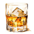 © Papugrat - glass of whiskey watercolor isolated on transparent background cutout