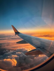 Sticker - a view of the wing of an airplane from a window