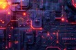 © MelodyStock - Abstract flat design illustration of a technology-themed background. The scene includes various 3D geometric shapes, circuit patterns, and a gradient color palette. The combination of these elements