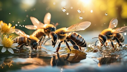 Drinking water and living spaces of bees in the summer heat